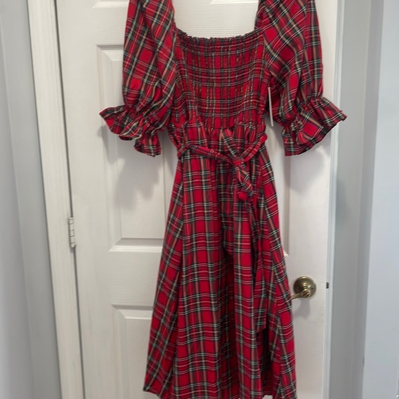 Plaid Holiday Red Dress - Picture 2 of 3